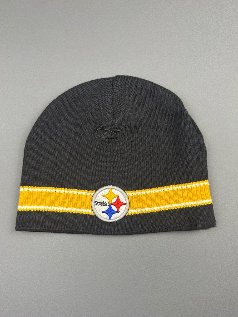 Pittsburgh Steelers Reebok NFL Knit Beanie Hat Black Gold One Size